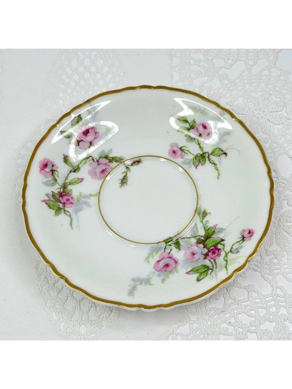 VTG Set of 5 Haviland Limoges Sylvia Teacups & Saucers Pink Roses Cottagecore